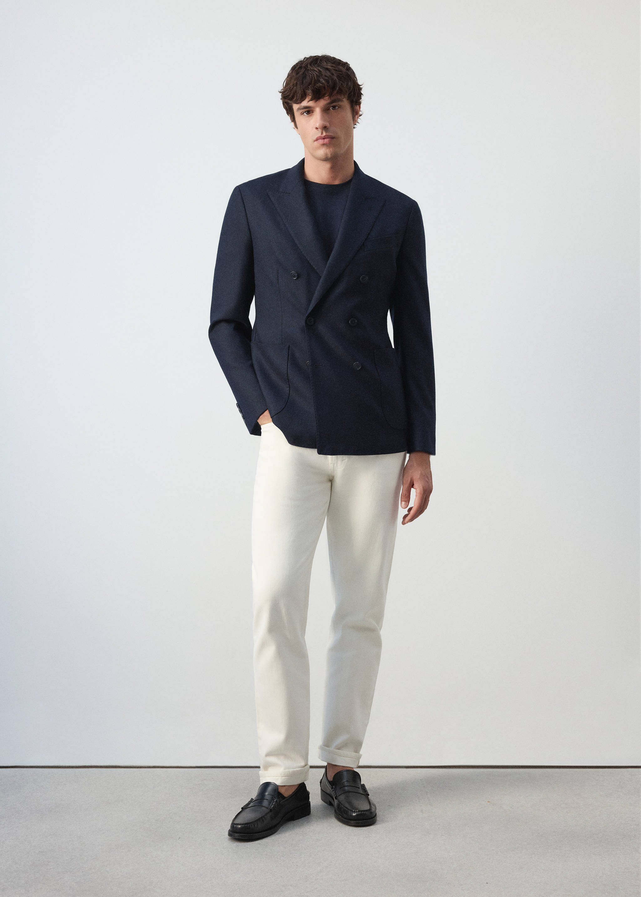Slim fit wool blend blazer - General plane