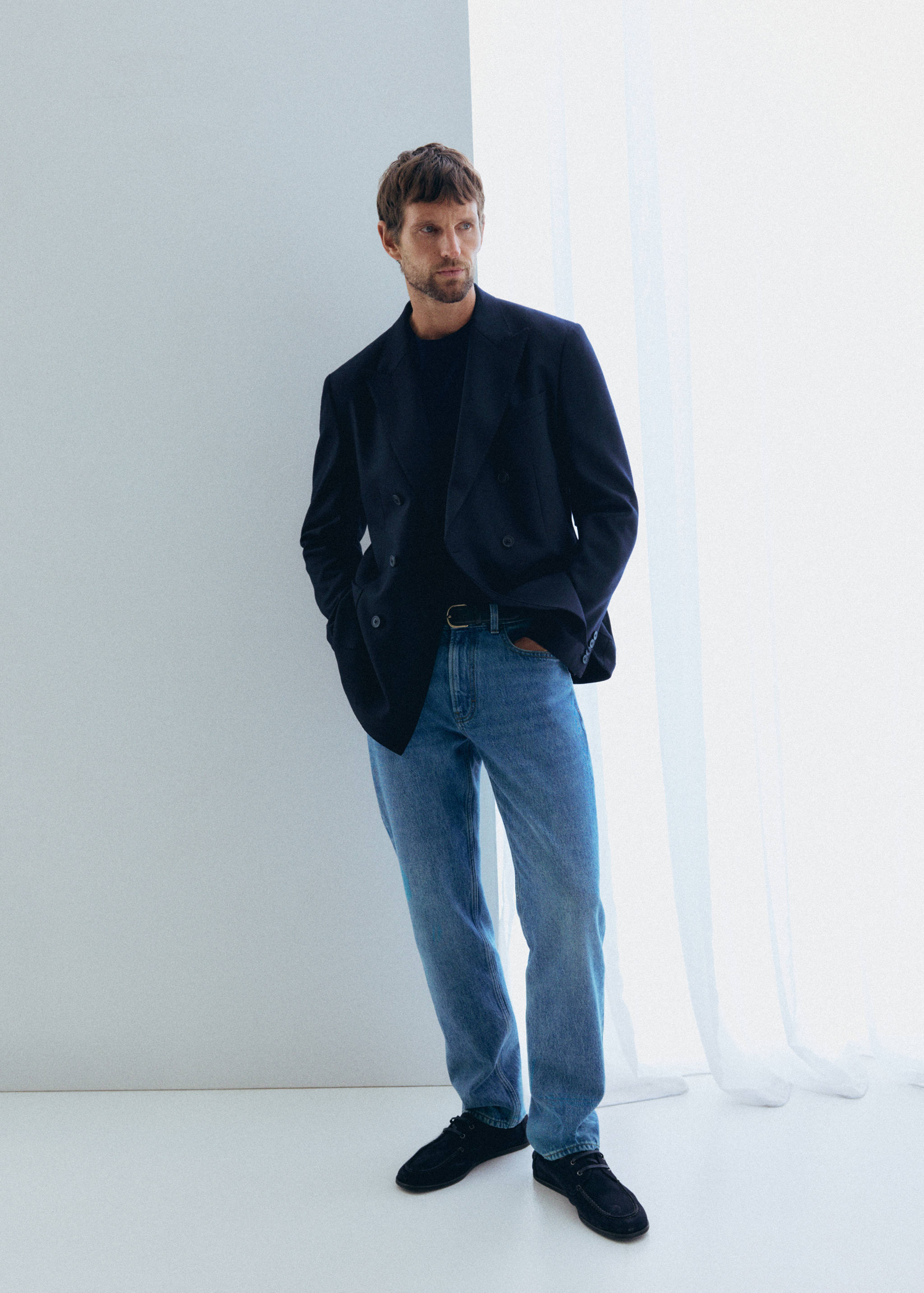 Slim fit wool blend blazer - General plane