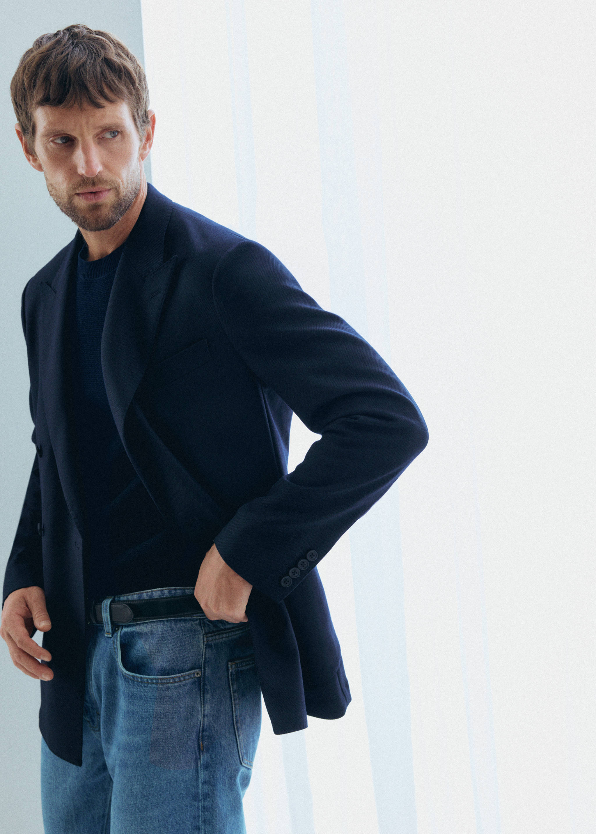 Slim fit wool blend blazer - Details of the article 1