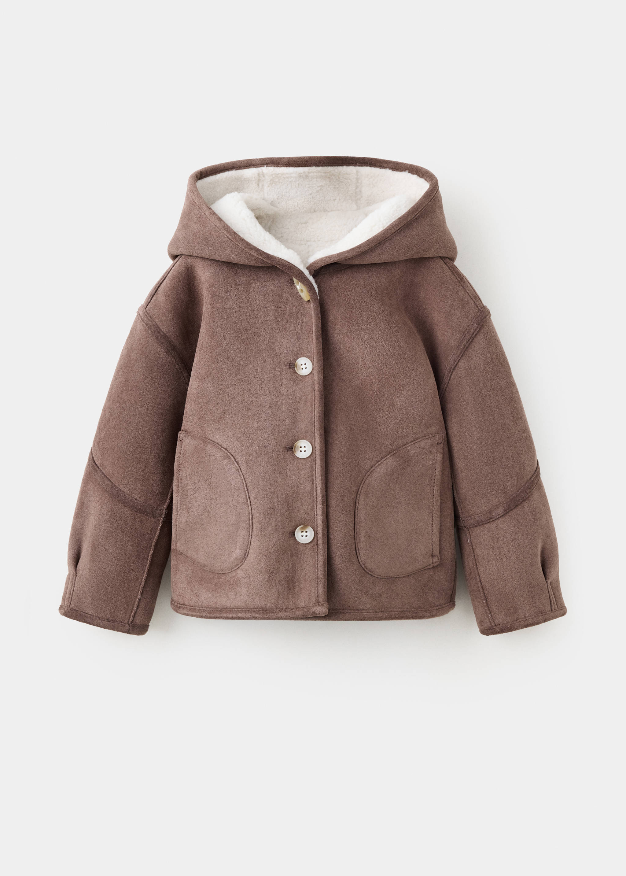 Suede effect sheepskin coat - Article without model