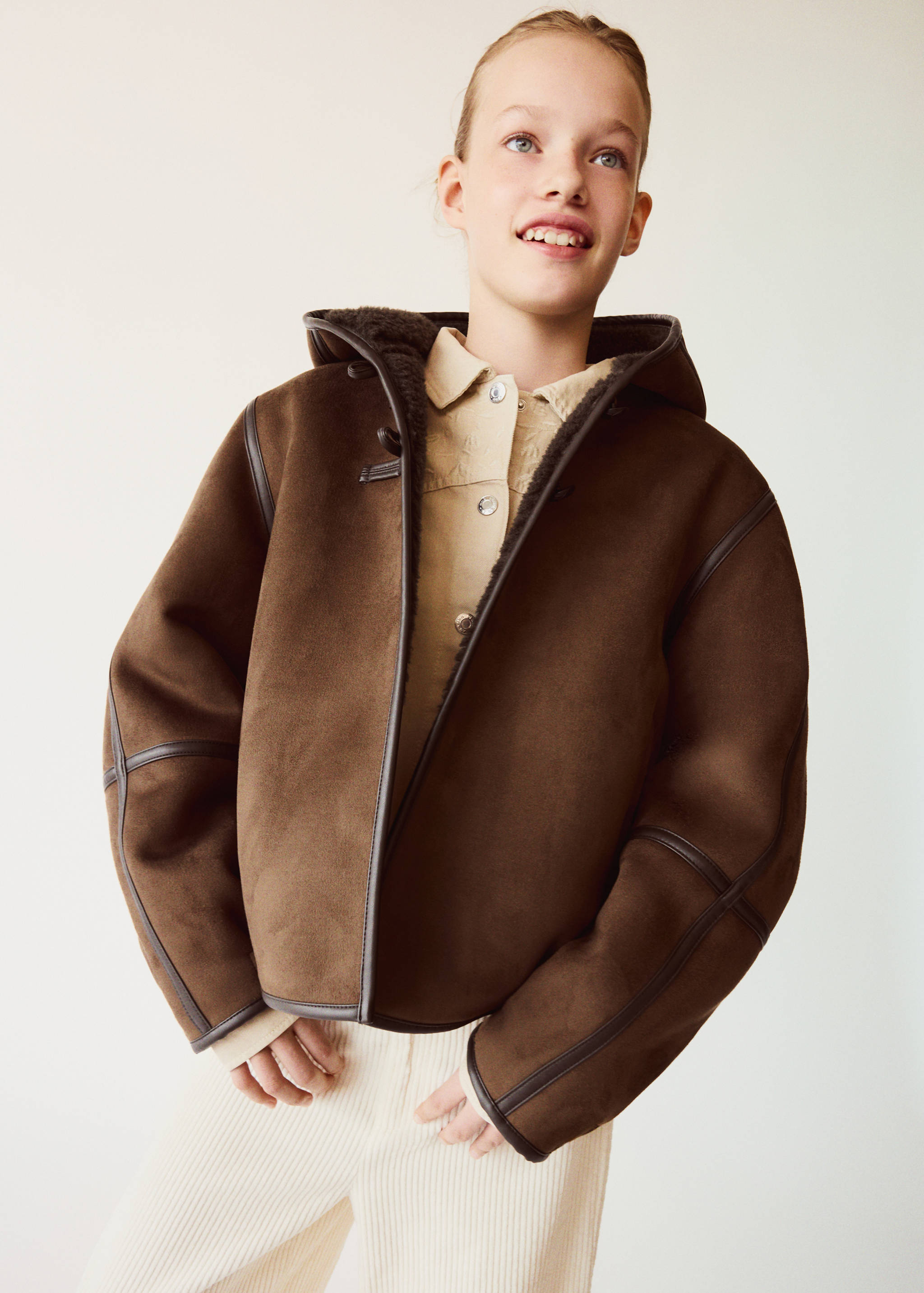 Suede effect sheepskin coat - General plane