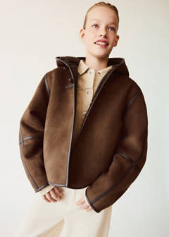 Suede effect sheepskin coat — Brown 2
