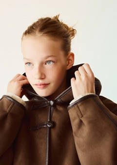 Suede effect sheepskin coat — Brown 4