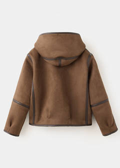 Suede effect sheepskin coat — Brown 7