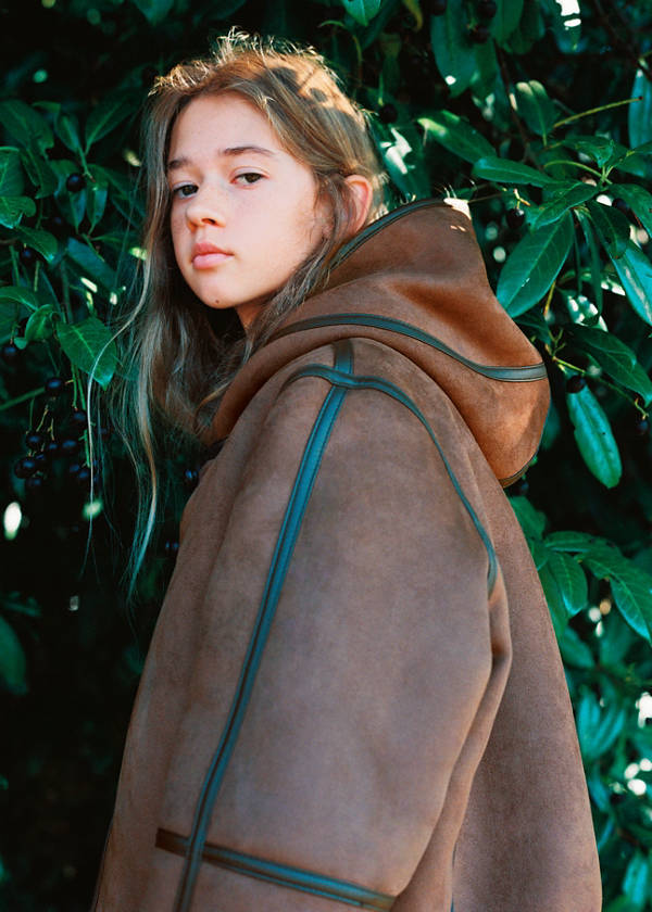 Suede effect sheepskin coat — Brown