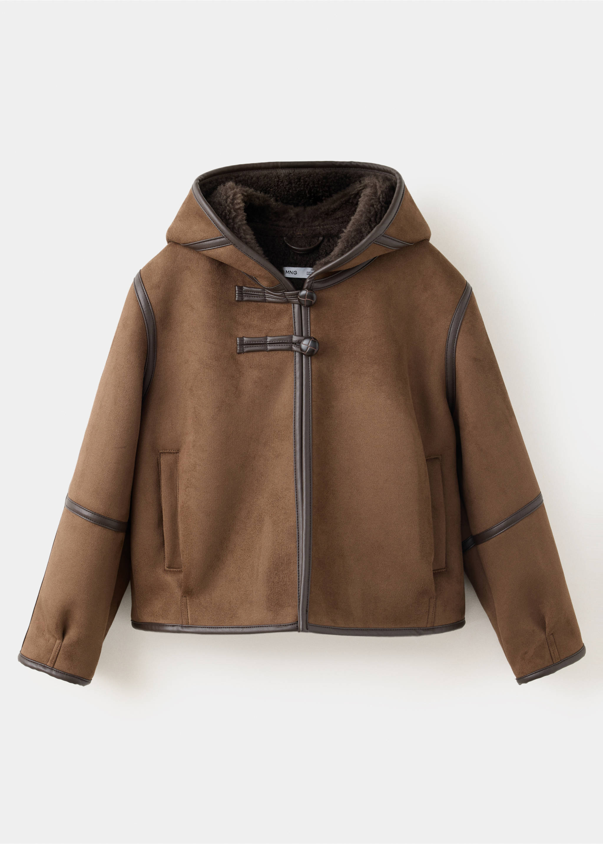 Suede effect sheepskin coat - Article without model, Brown. Ref: 37006331-00.