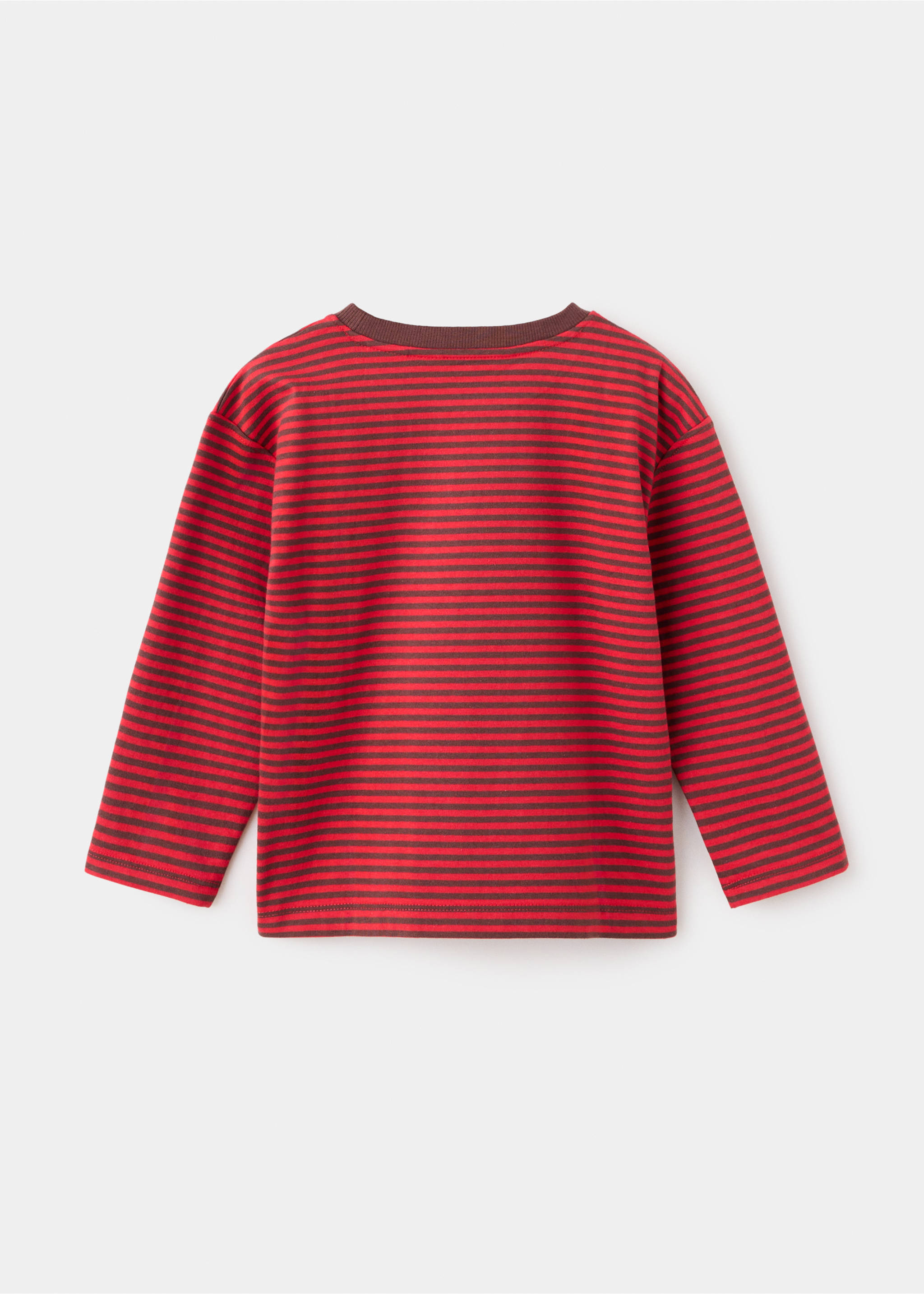 Gestreiftes Oversized-T-Shirt - Rückseite des Artikels, Granatrot. Ref: 37006334-00.