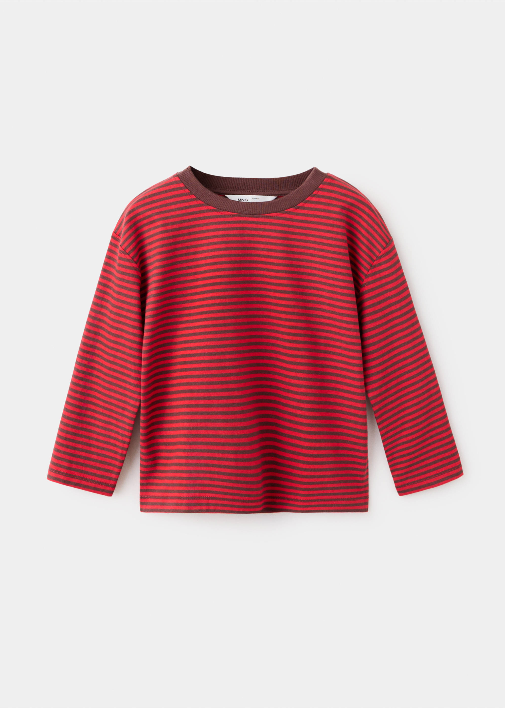 Gestreiftes Oversized-T-Shirt - Artikel ohne Model, Granatrot. Ref: 37006334-00.