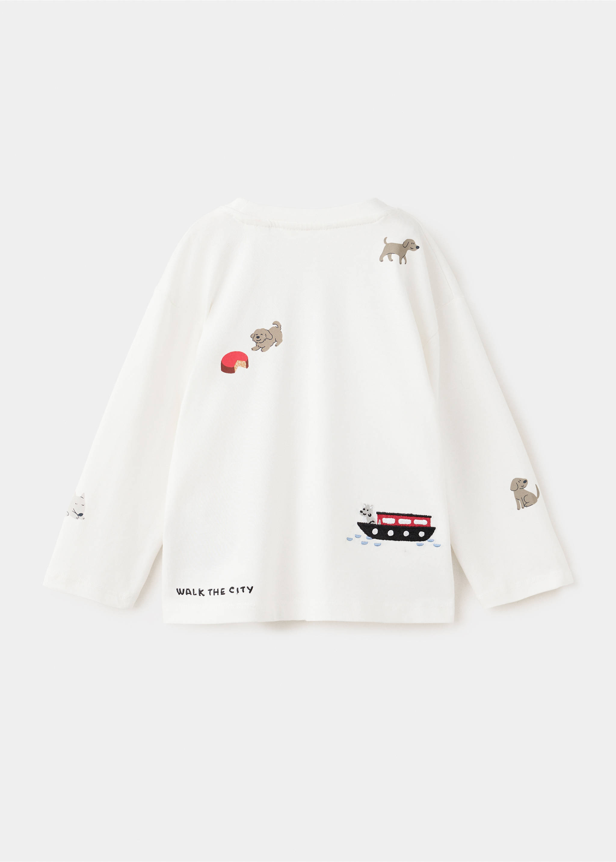 White long-sleeved kids' t-shirt, back view with embroidered details., Off White. Ref: 37006335-00.