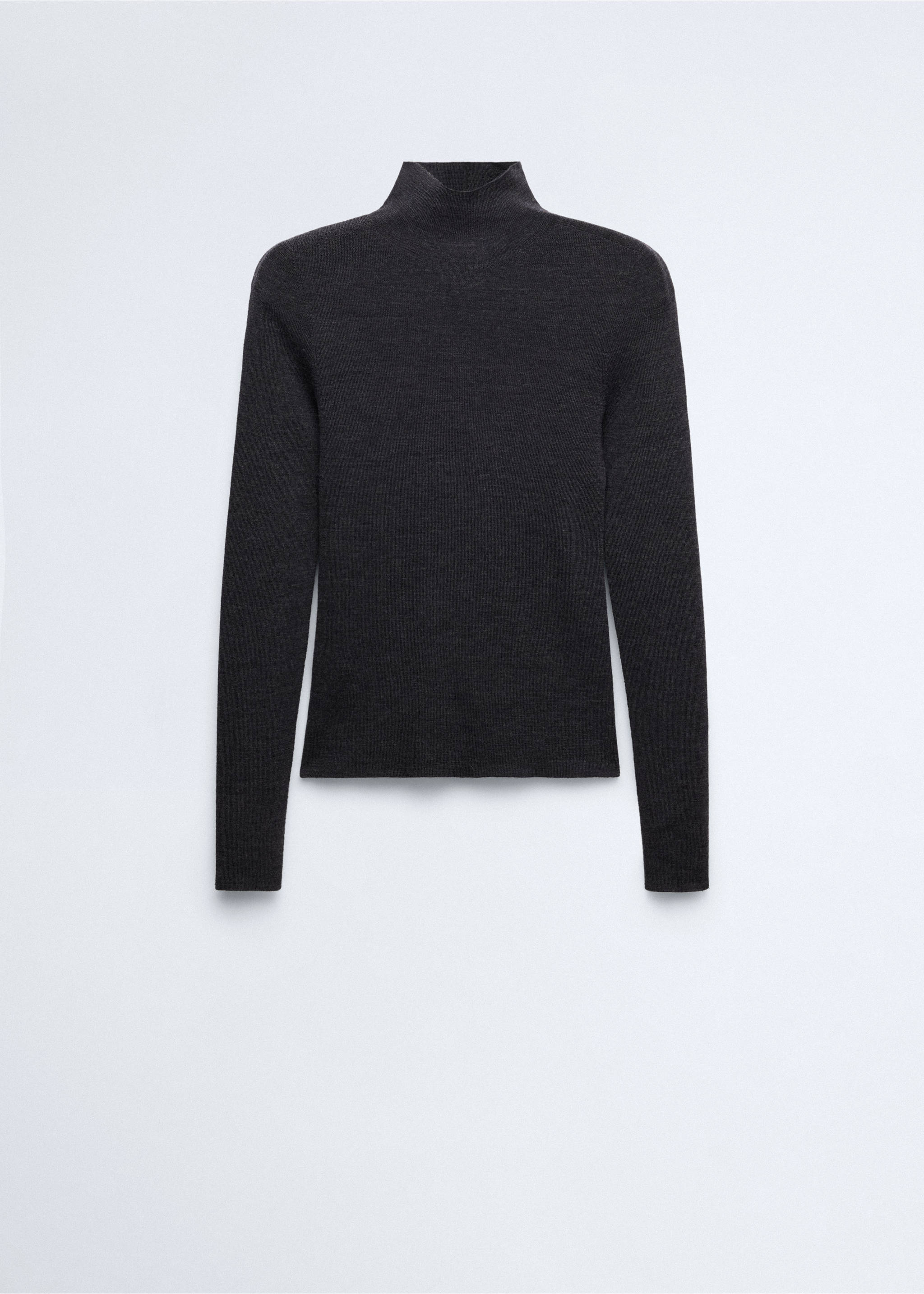 Pull-over 100 % laine col montant - Article sans modèle, Gris anthracite. Ref: 37006337-00.