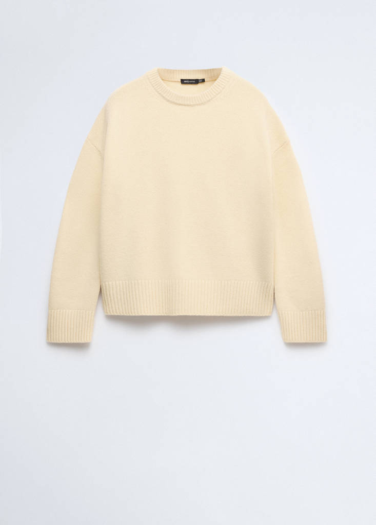 Rounded neck wool sweater — Pastel Yellow