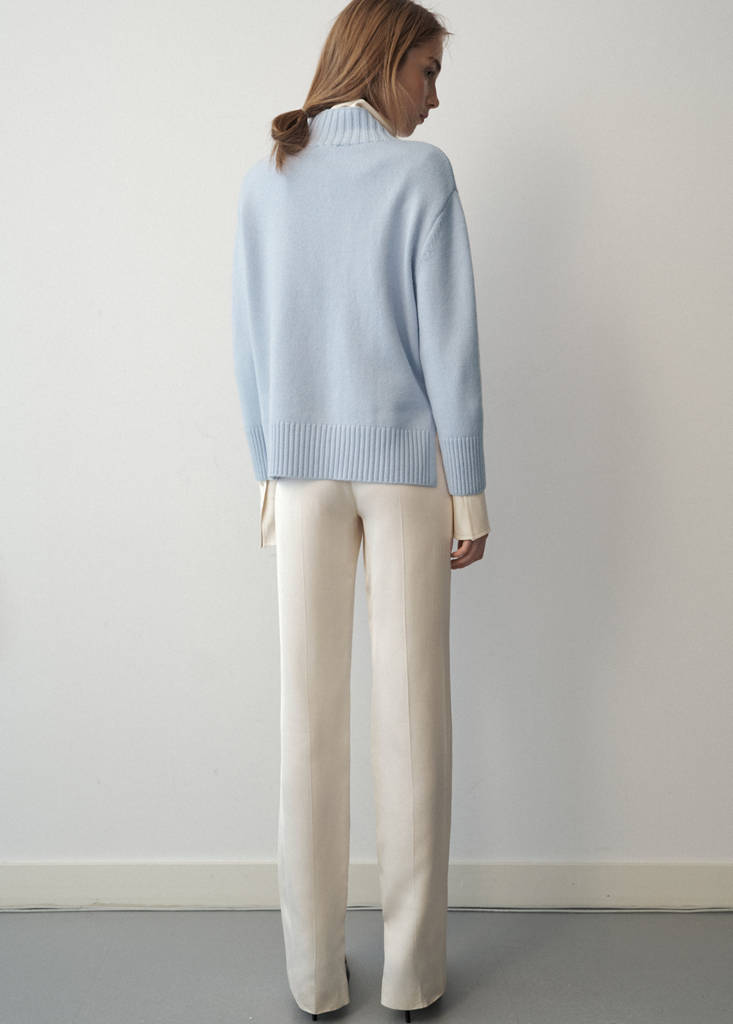 Turtleneck wool sweater — Sky Blue