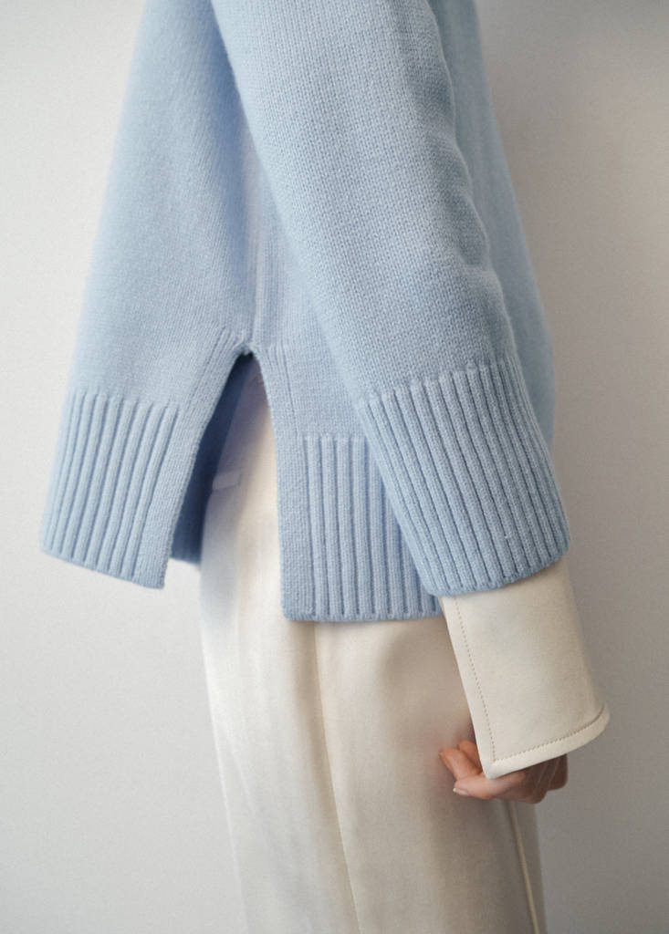 Turtleneck wool sweater — Sky Blue