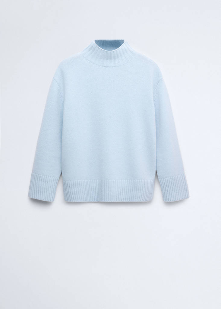 Turtleneck wool sweater — Sky Blue