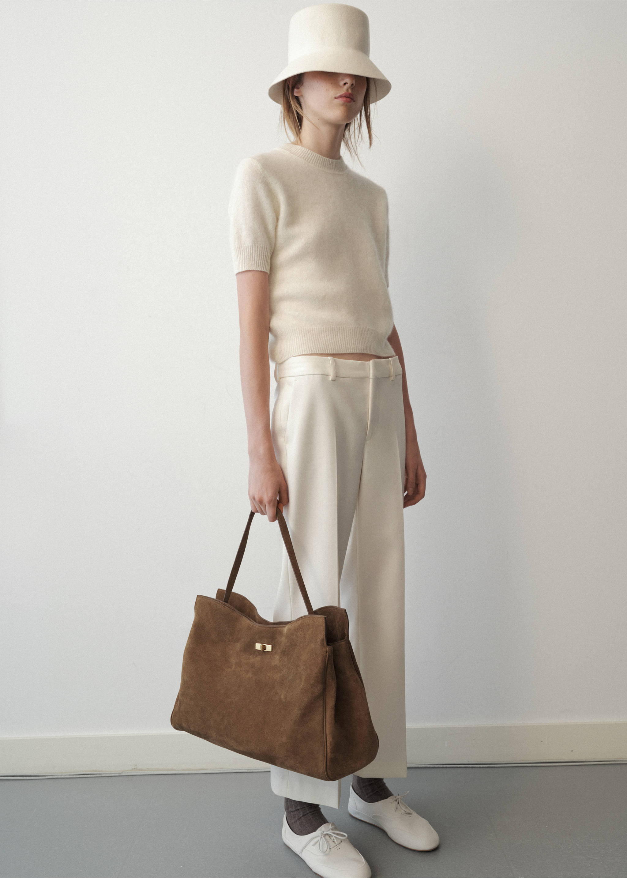 100% wool short-sleeved sweater - General plane, White. Ref: 37006340-00.