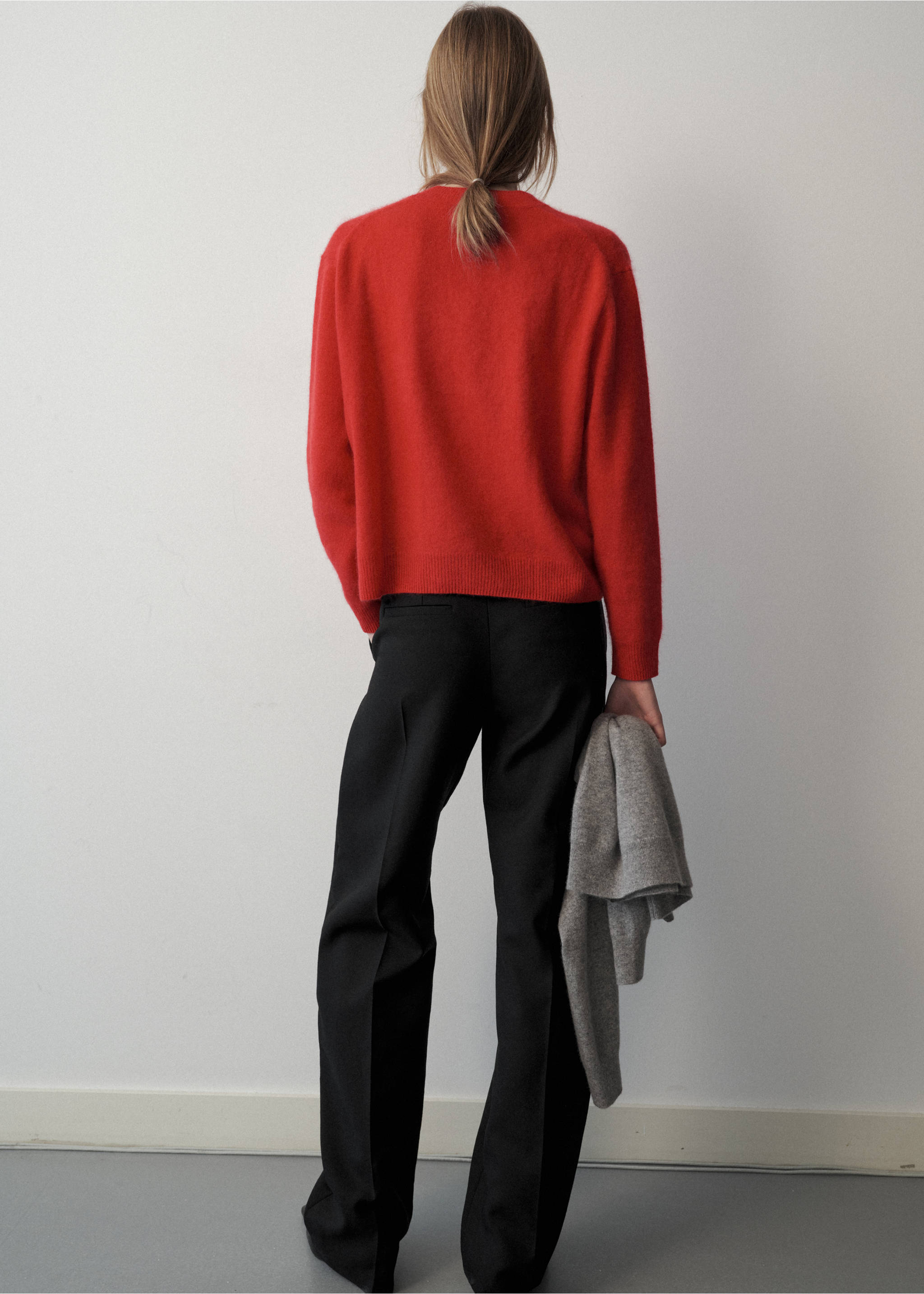 Pull 100 % laine brossée - Verso de l’article, Rouge. Ref: 37006341-00.
