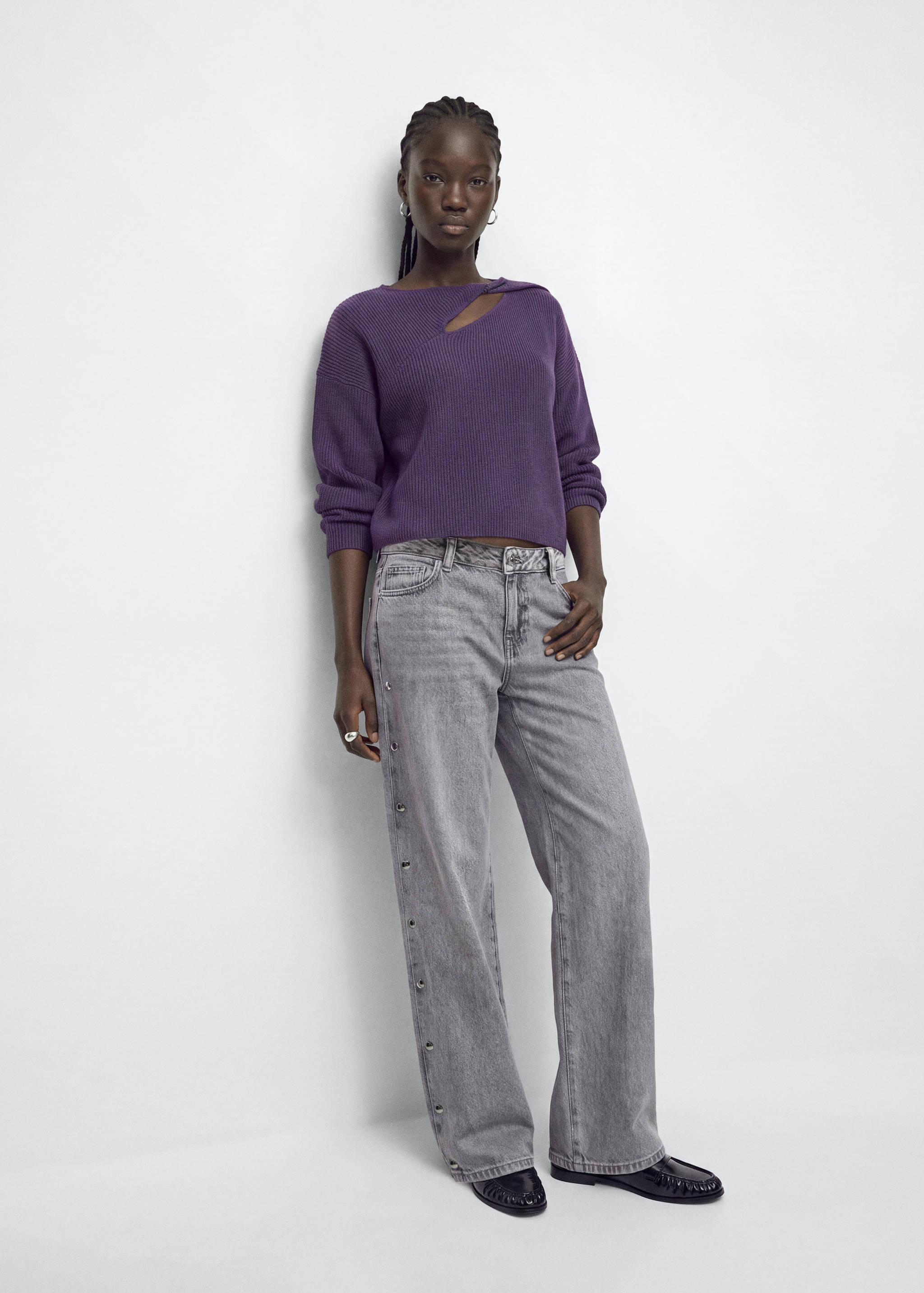 Ribbed jumper with cut-out detail - General plane
