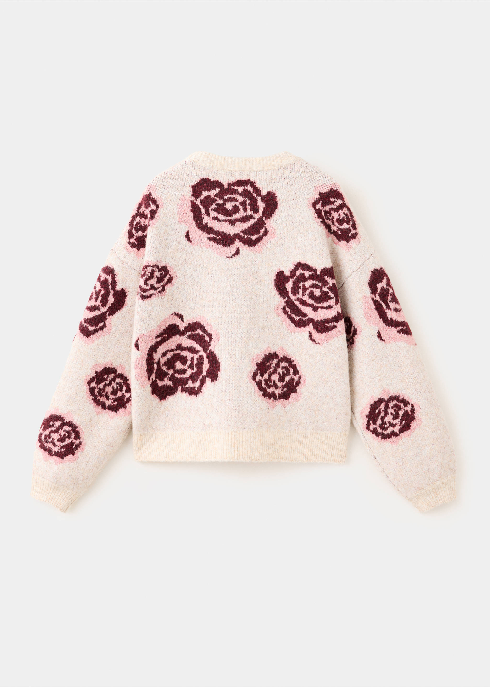 Jersey punto estampado floral - Reverso del artículo, Beige. Ref: 37006345-00.
