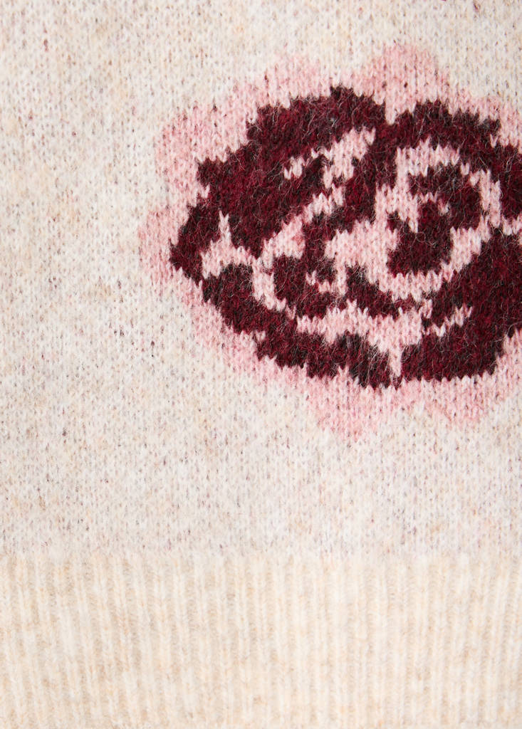 Floral print knit sweater — Beige