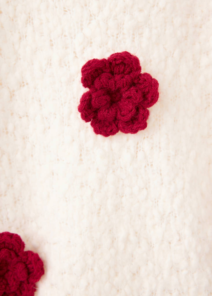 Flowers knit sweater — Ecru
