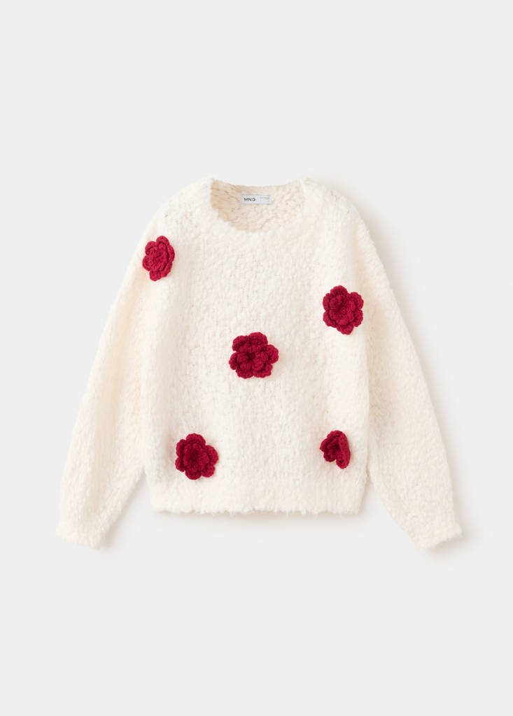 Flowers knit sweater — Ecru