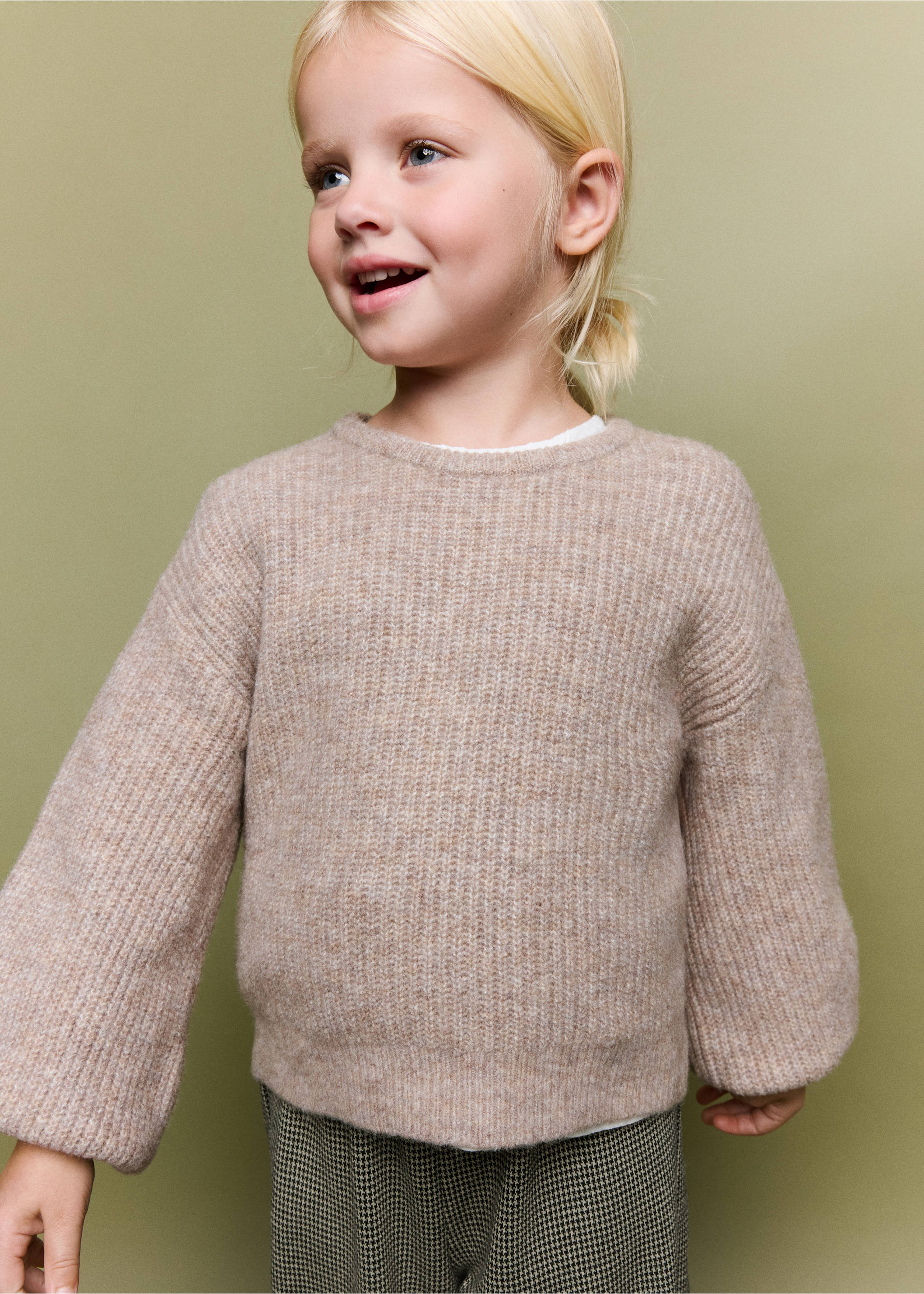 Oversized button-detail knit sweater - Medium plane, Medium Brown. Ref: 37006347-00.
