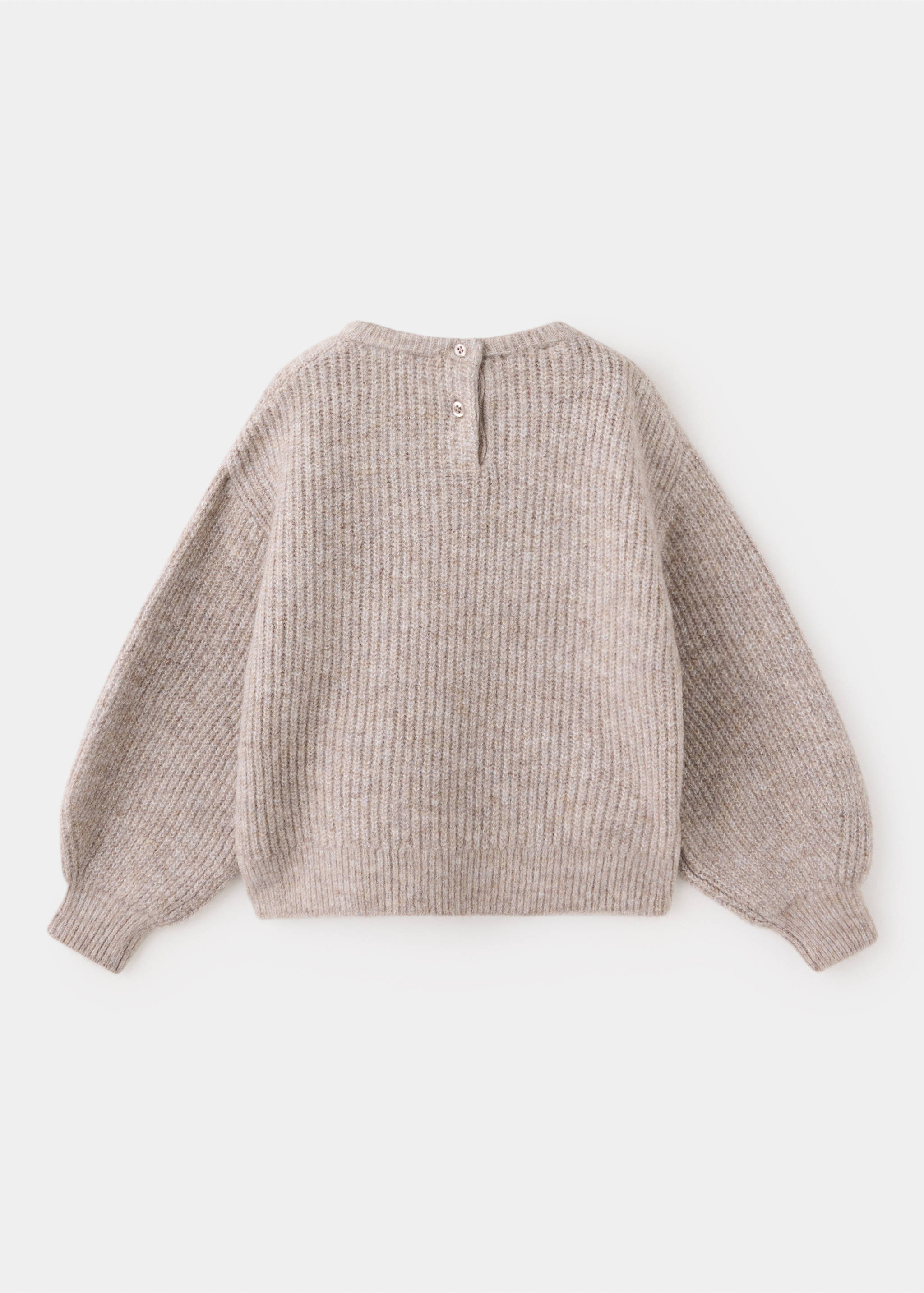 Oversized button-detail knit sweater - Reverse of the article, Medium Brown. Ref: 37006347-00.