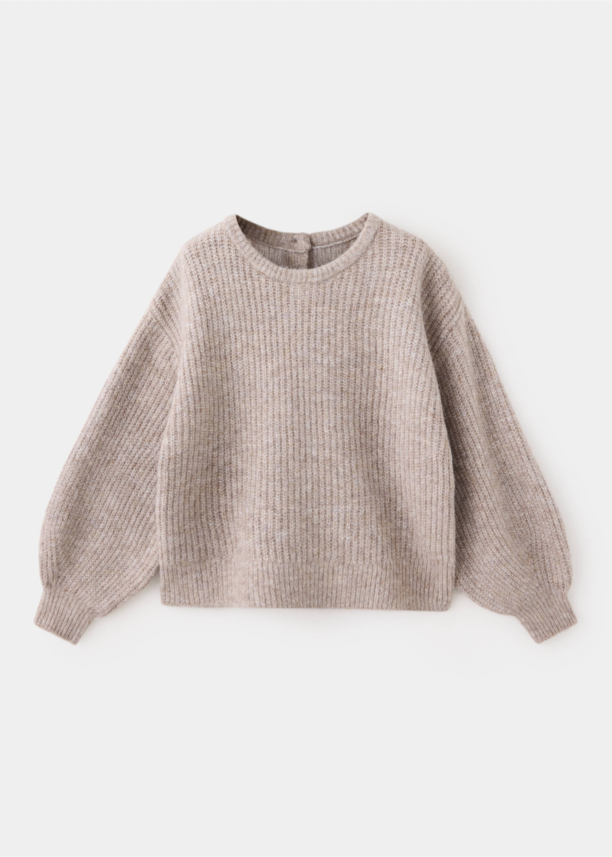 Oversized button-detail knit sweater - Article without model, Medium Brown. Ref: 37006347-00.