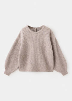 Oversized button-detail knit sweater — Medium Brown 3