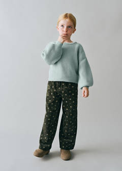 Oversized button-detail knit sweater — Pastel Green 1