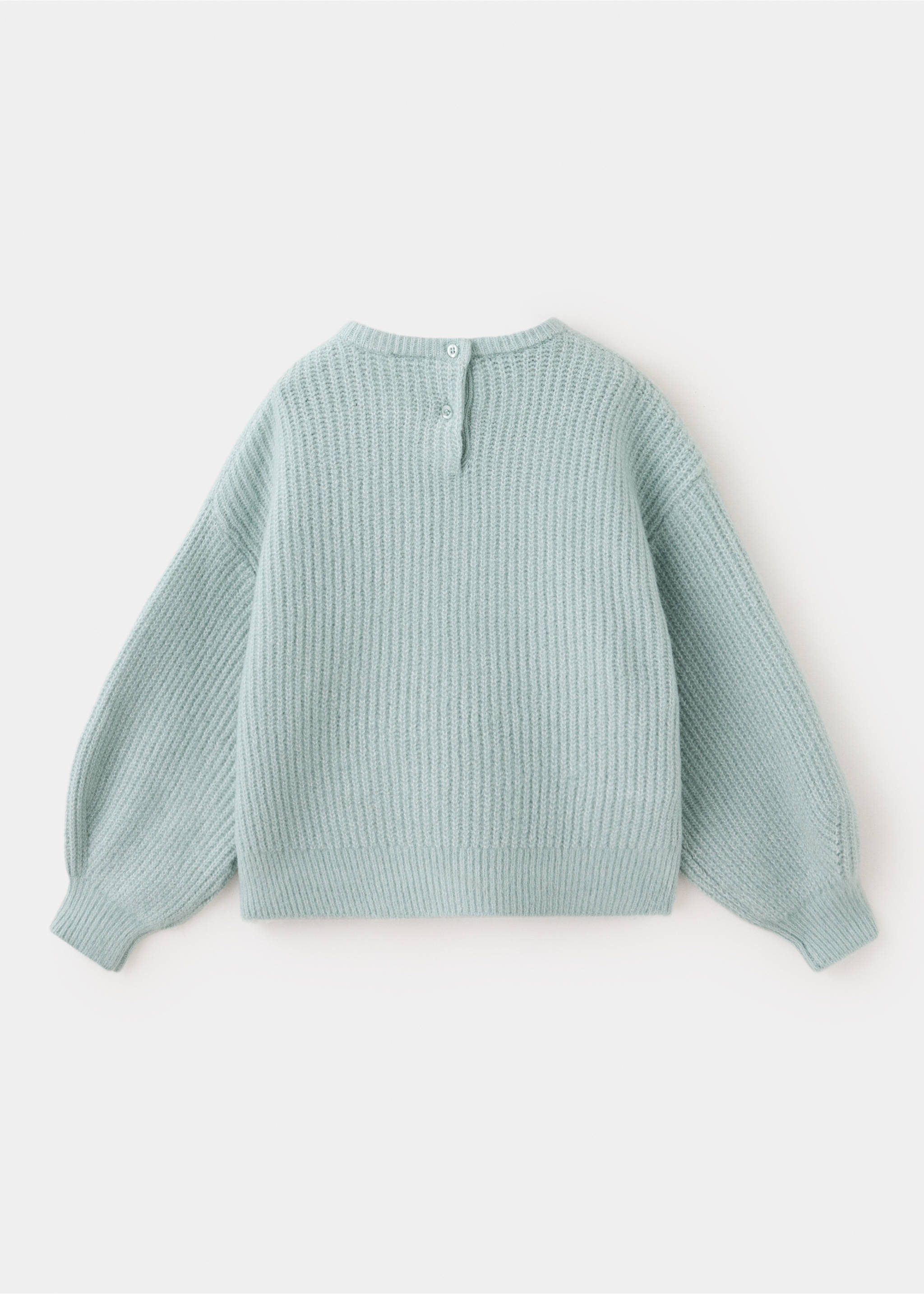 Oversized button-detail knit sweater - Reverse of the article, Pastel Green. Ref: 37006347-00.