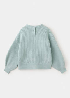 Oversized button-detail knit sweater — Pastel Green 5