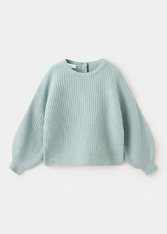 Oversized button-detail knit sweater — Pastel Green 2