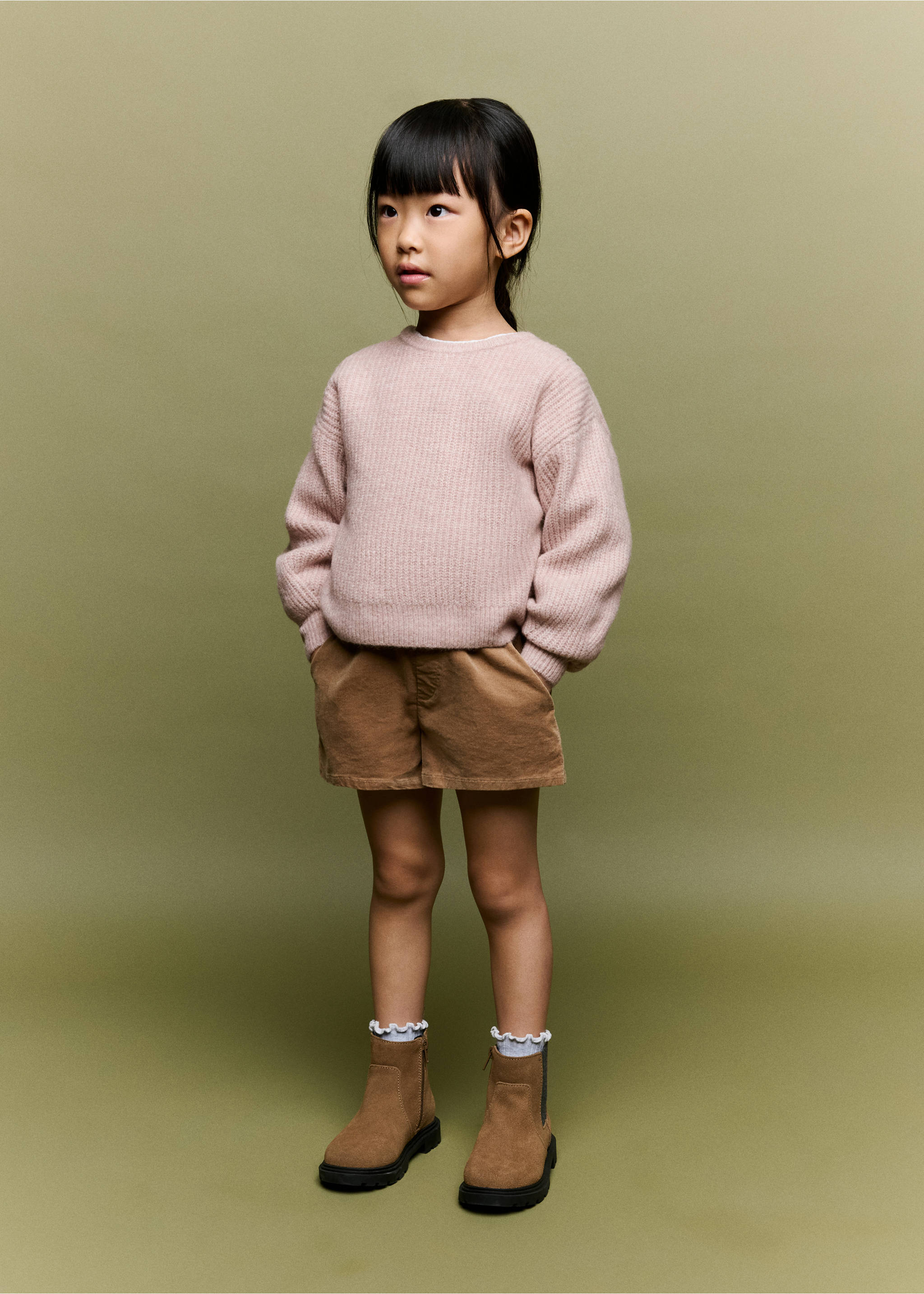 Oversized button-detail knit sweater - General plane, Pink. Ref: 37006347-00.