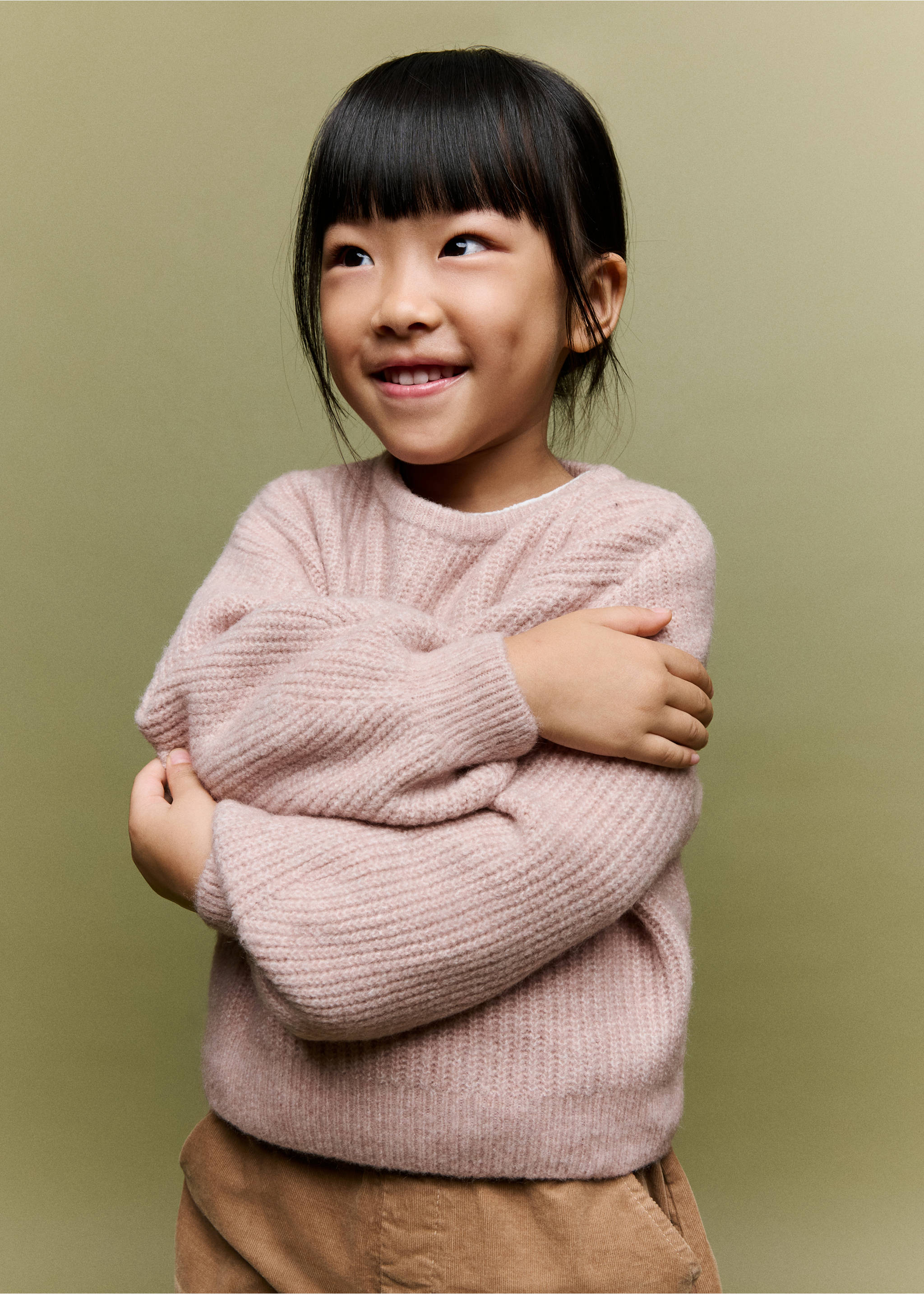 Oversized button-detail knit sweater - Medium plane, Pink. Ref: 37006347-00.