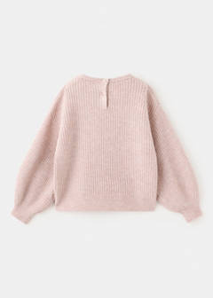 Oversized button-detail knit sweater — Pink 6