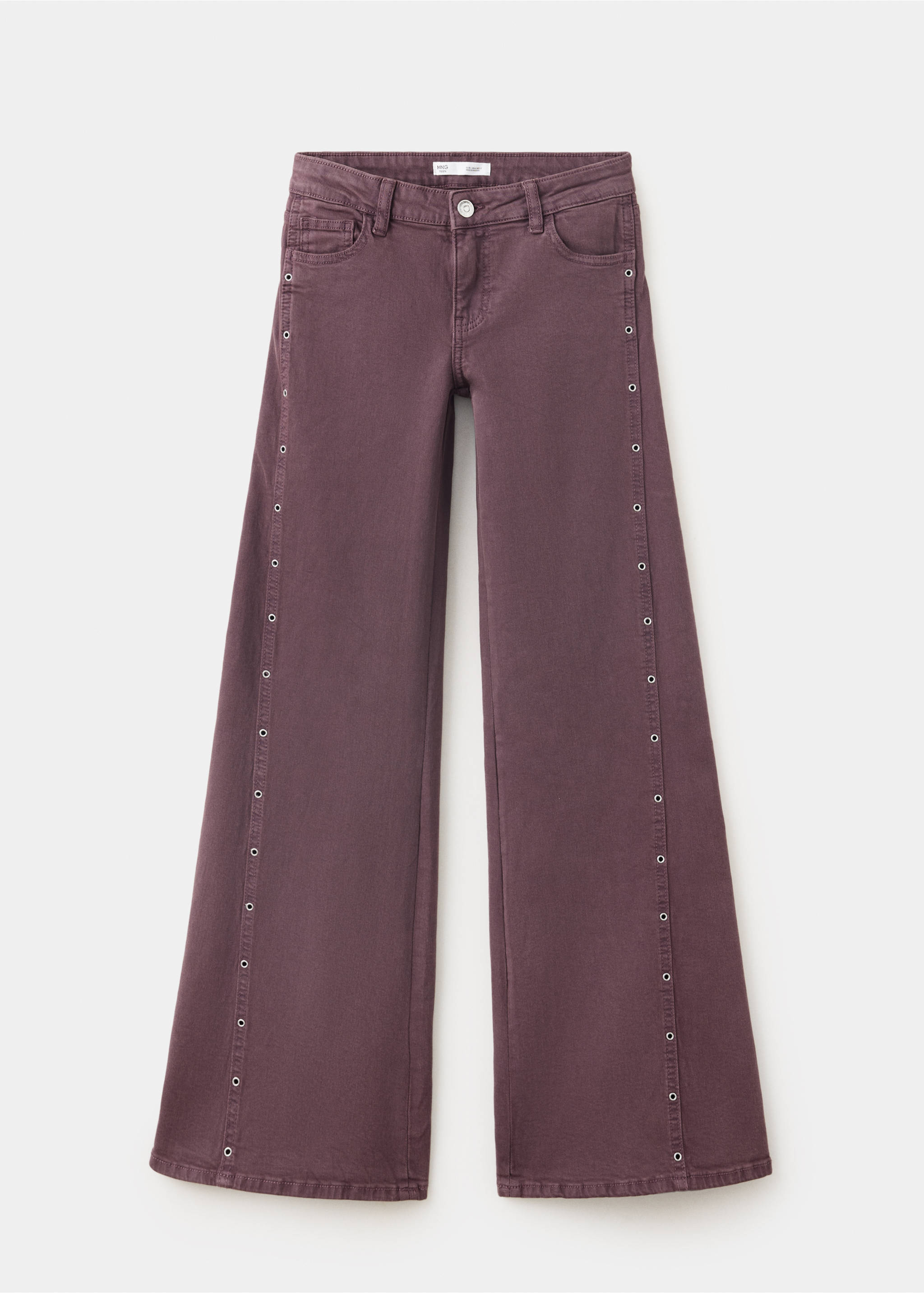 Trousers with metal eyelet detail - Article without model, Lilac. Ref: 37006348-00.