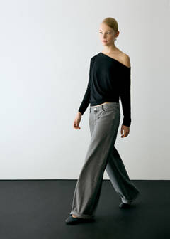 Wide leg striped jeans — Denim Grey 2