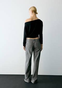 Wide leg striped jeans — Denim Grey 7