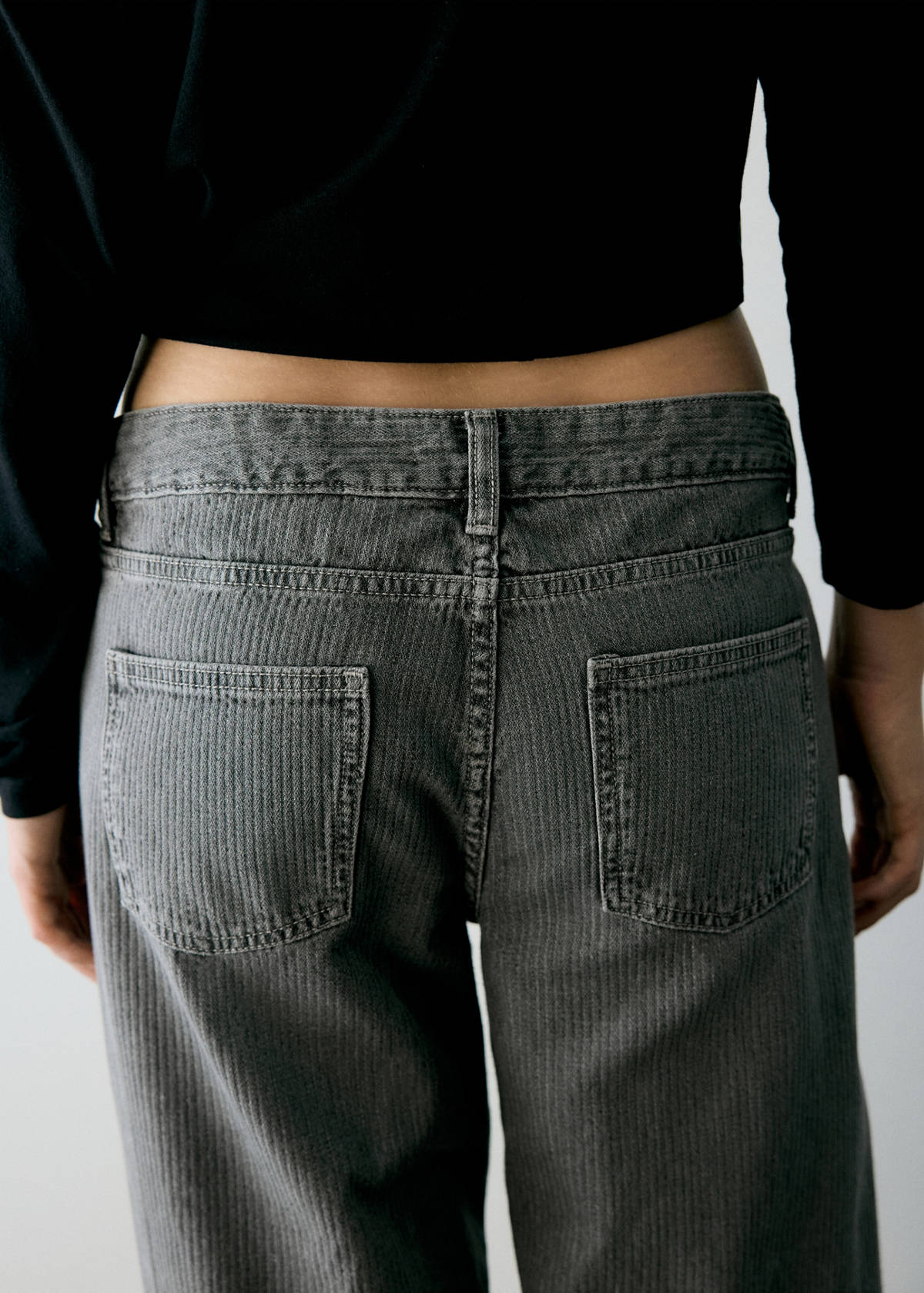 Wide leg striped jeans — Denim Grey