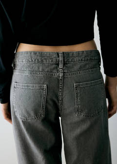 Wide leg striped jeans — Denim Grey 4