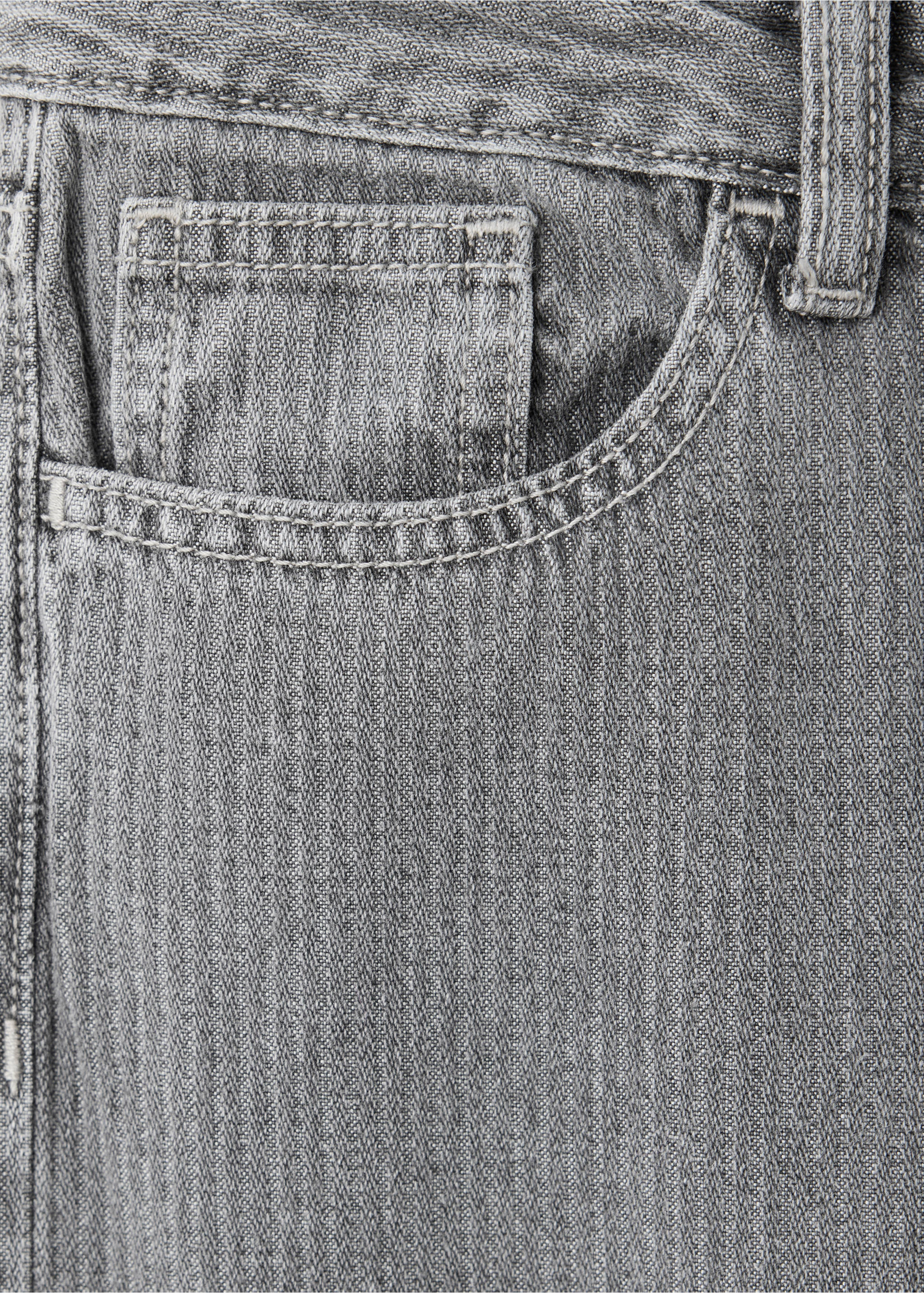 Striped jacquard wide-leg jeans - Details of the article 8, Denim Grey. Ref: 37006349-00.