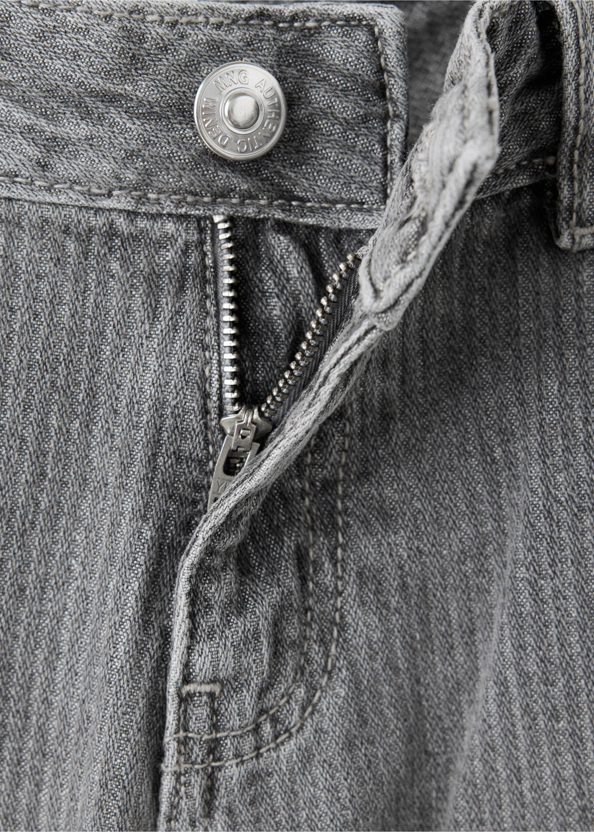 Striped jacquard wide-leg jeans - Details of the article 0, Denim Grey. Ref: 37006349-00.