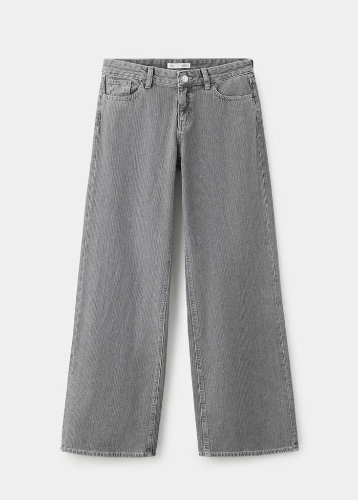 Wide-leg striped jacquard jeans — Denim Grey