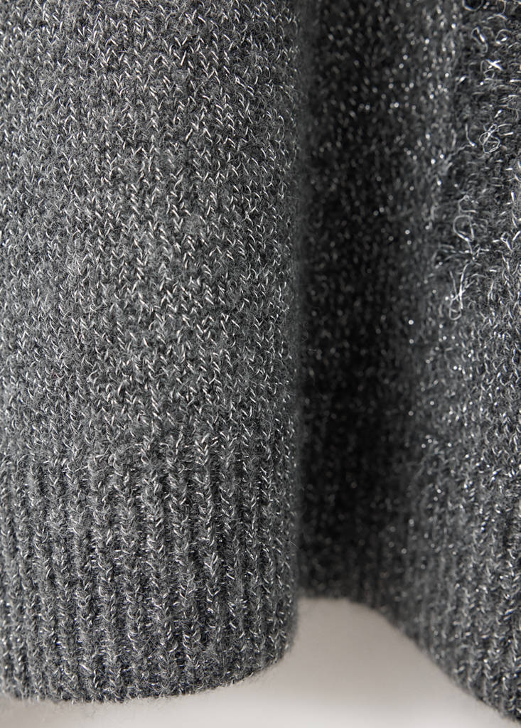 Knitted jumper with frayed openwork details — Dark Heather Grey