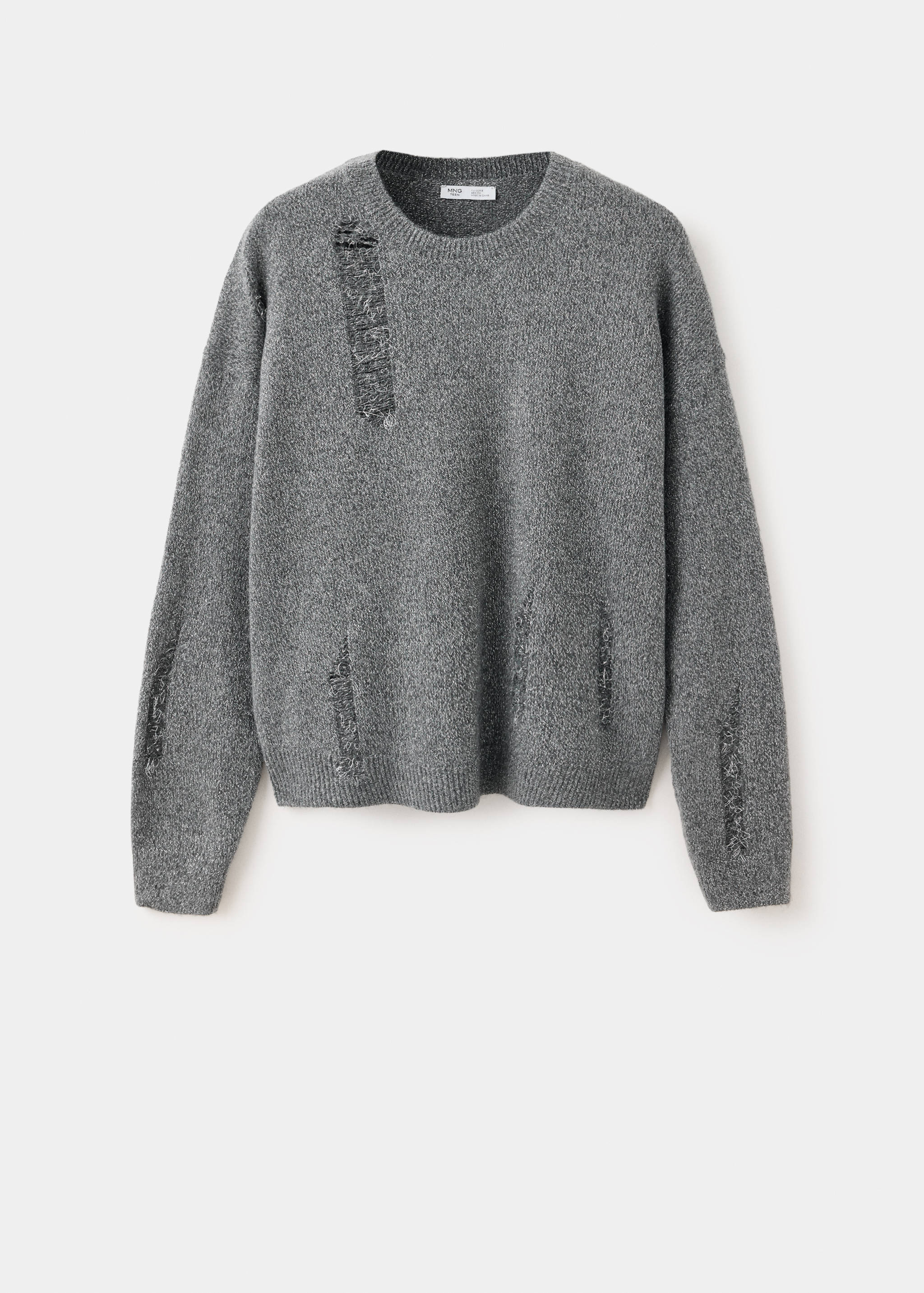 Knitted jumper with frayed openwork details - Article without model