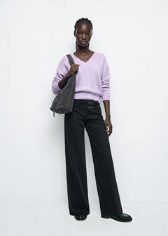 V-neck knitted jumper — Light/Pastel Purple 2