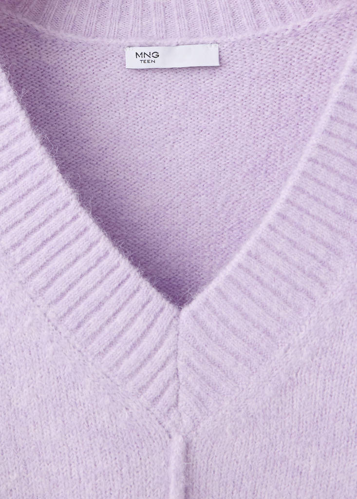 V-neck knitted jumper — Light/Pastel Purple