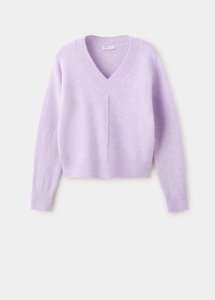 V-neck knitted jumper — Light/Pastel Purple