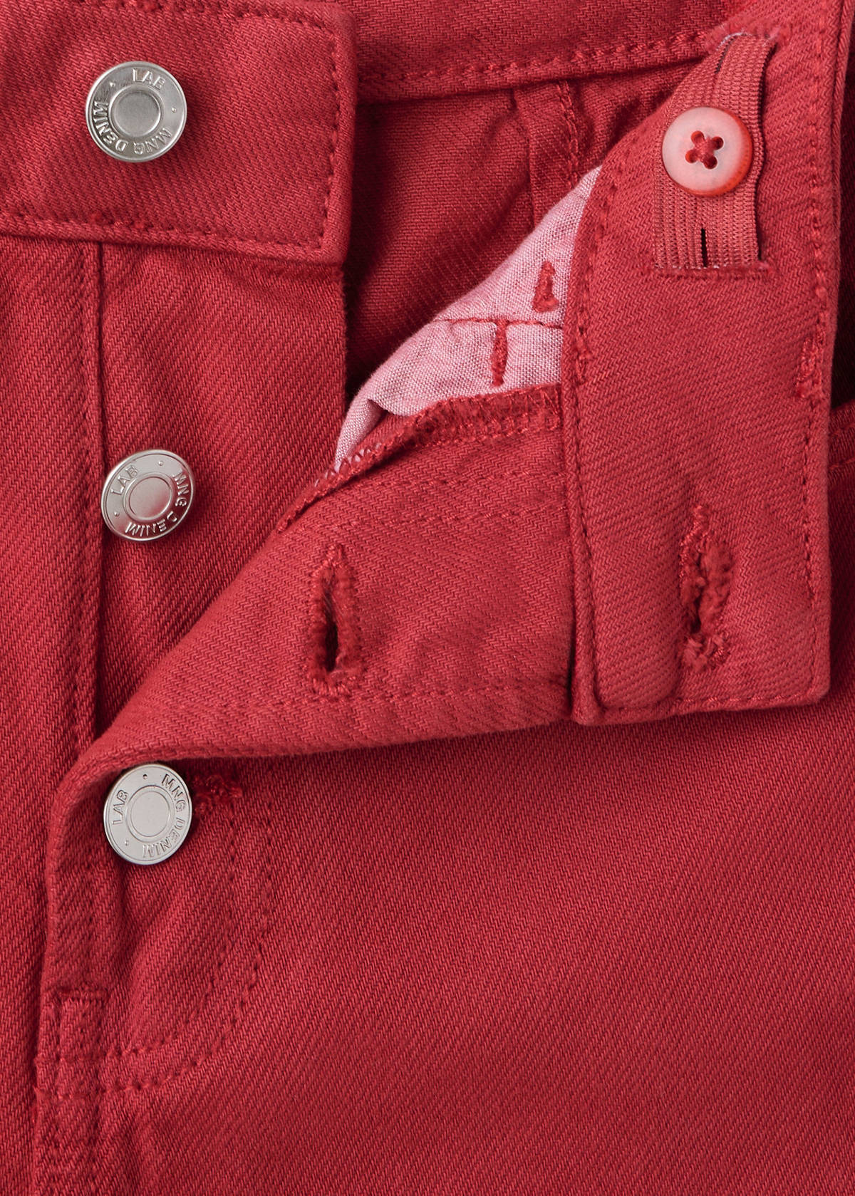 Wide leg jeans with buttons — Red